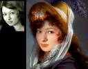 Collage nach Original der französischen Porträtmalerin Marie Louise Elisabeth Vigee-Lebrun. Portrait einer jungen Frau, 1797.